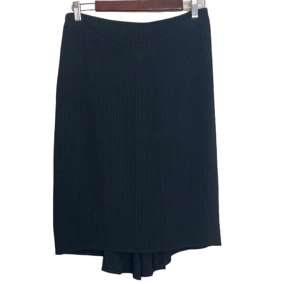 Ross Mayer Skirt Suit Womens 4 Black Pinstripe Blazer Pencil Skirt Ruffle - Picture 8 of 16